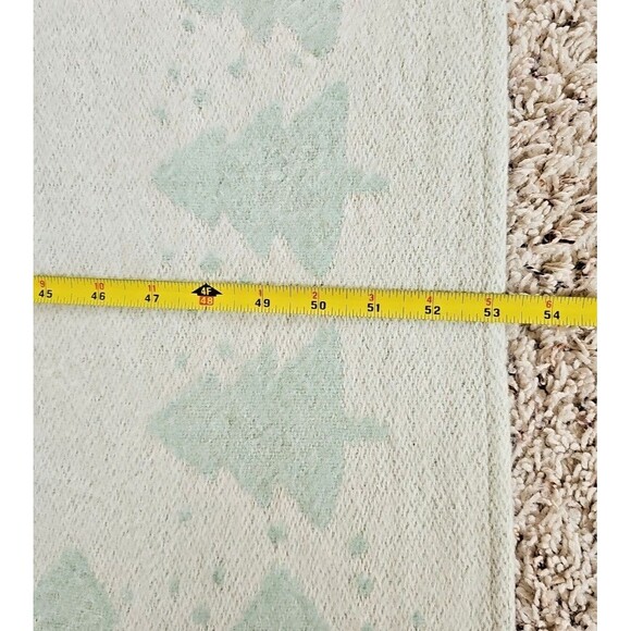 Antonio Salgado Jacquard Christmas Blanket Soft Green Fuzzy Trees Cotton - Picture 5 of 10